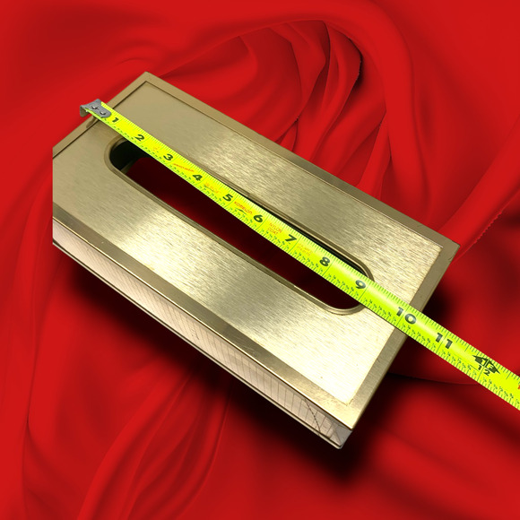 Vintage 1980's Gold Tone Modernist Grid Rectangular Tissue Box Cover Minimalist - Picture 7 of 8